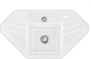 Zlewozmywak SYSTEMCERAM Systemceram Vega ECK Gronland, Zlewozmywak ceramiczny narożny, korek manualny, 1