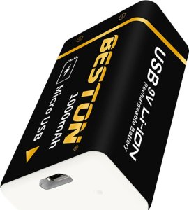 Bestone 1x akumulatorek bateria 9V 1000 mah z microUSB 6LR61 6F2 + kabel do ładowania 2