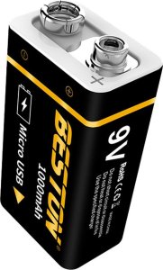 Bestone 1x akumulatorek bateria 9V 1000 mah z microUSB 6LR61 6F2 + kabel do ładowania 3