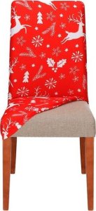 Springos Pokrowiec na krzesło uniwersalny, świąteczny, czerwony UNIWERSALNY 10