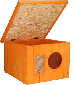 Springos Buda dla kota, psa drewniana z płaskim dachem 58x49,5 cm pomarańczowo-brązowa UNIWERSALNY 4