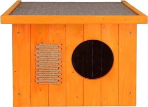 Springos Buda dla kota, psa drewniana z płaskim dachem 58x49,5 cm pomarańczowo-brązowa UNIWERSALNY 9