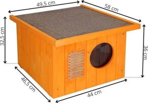 Springos Buda dla kota, psa drewniana z płaskim dachem 58x49,5 cm pomarańczowo-brązowa UNIWERSALNY 10