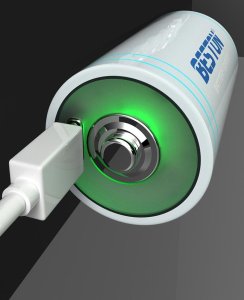 Bestone 1x akumulator bateria R20 1.5V 6000mWh USB C um1 D AM1 + kabel zasilający 5
