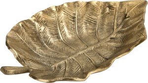 Dekor Pap Patera metalowa złoty liść 23cm 1