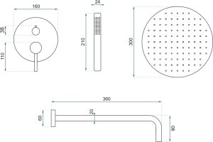 Zestaw prysznicowy Rea Zestaw natryskowy podtynkowy Rea Lungo Miedź Szczotkowana + BOX 9