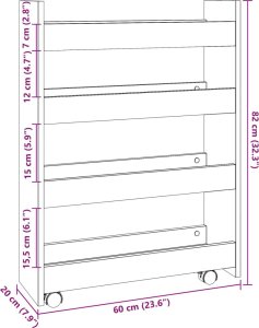 vidaXL vidaXL Wąski wózek pomocniczy, 4-poziomowy, dąb artisian 8