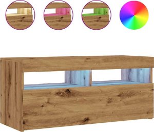 vidaXL Szafka pod TV z oświetleniem LED, dąb artisan, 90x35x40 cm 2