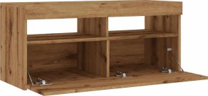 vidaXL Szafka pod TV z oświetleniem LED, dąb artisan, 90x35x40 cm 10