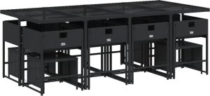 vidaXL vidaXL 13-cz. zestaw mebli do ogrodu, poduszki, czarny, rattan PE 3