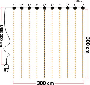 Heckermann Girlanda LED Heckermann YS-0003 3x3m 300LED Cool 2
