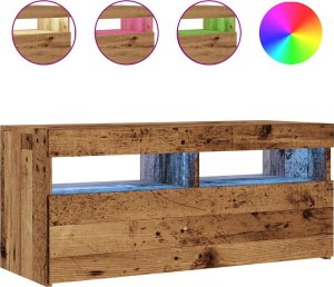 vidaXL Szafka pod TV z oświetleniem LED, stare drewno, 90x35x40 cm 2