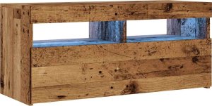vidaXL Szafka pod TV z oświetleniem LED, stare drewno, 90x35x40 cm 3