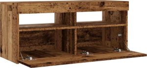 vidaXL Szafka pod TV z oświetleniem LED, stare drewno, 90x35x40 cm 10