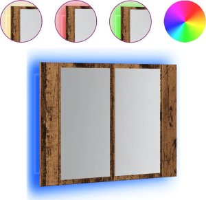 vidaXL vidaXL Szafka łazienkowa z lustrem, stare drewno, 60x12x45 cm 2