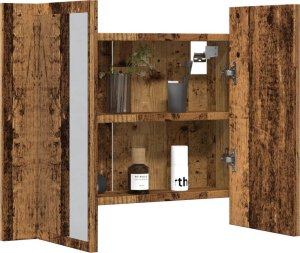 vidaXL vidaXL Szafka łazienkowa z lustrem, stare drewno, 60x12x45 cm 5