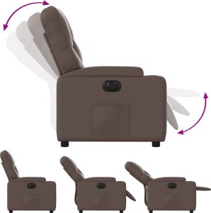 vidaXL Elektryczny fotel rozkładany, brązowy, obity sztuczną skórą 6