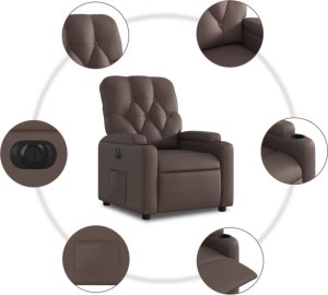 vidaXL Elektryczny fotel rozkładany, brązowy, obity sztuczną skórą 7