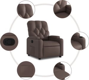 vidaXL Fotel rozkładany, brązowy, sztuczna skóra 5