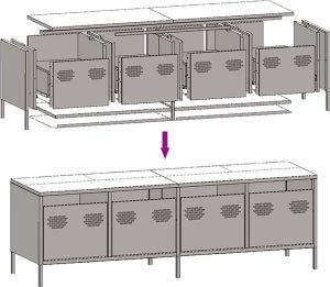 vidaXL vidaXL Szafka RTV, żółta, 135x39x43,5 cm, stal walcowana na zimno 9