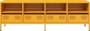 vidaXL vidaXL Szafka RTV, żółta, 135x39x43,5 cm, stal walcowana na zimno 4