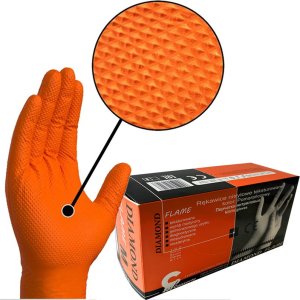 Consorte Rękawice Gumowe L Nitrylowe Teksturowane Diament Pomarańcz Diamond 100 Szt Consorte Remedorange L 5901832517214 1