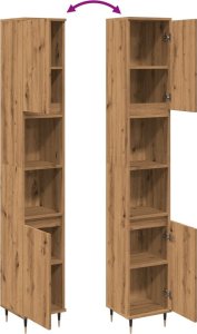 vidaXL Szafka łazienkowa, dąb artisan, 30x30x190 cm 8