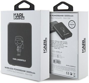 Powerbank Karl Lagerfeld Powerbank indukcyjny KLPBM5KIOTTGK 5000mAh czarny/black NFT Outline Ikonik MagSafe 5