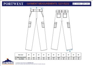 Portwest S232 - Elastyczne spodnie robocze Chino Slim - czarny 40 7