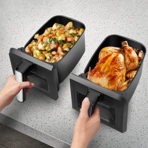 Frytkownica beztłuszczowa Tectake Frytownica beztłuszczowa Samurai, 2 komory gotowania, 7 programów, 2400 W - czarny 3