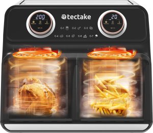 Frytkownica beztłuszczowa Tectake Frytownica beztłuszczowa Samurai, 2 komory gotowania, 7 programów, 2400 W - czarny 6