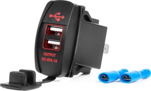 Ładowarka AMiO Ładowarka samochodowa z gniazdami usb wodoodporna w kształcie łódki 2x usb 12v 24v amio-04228 1