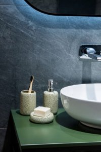 AWD Interior Kubek łazienkowy na szczoteczkę pastę do zębów beżowy kamionka 2