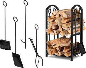Palenisko ogrodowe Verk Stojak na drewno kominkowe opałowe akcesoria przybory pogrzebacz zmiotka Stojak na drewno kominkowe opałowe akcesoria przybory pogrzebacz zmiotka 2