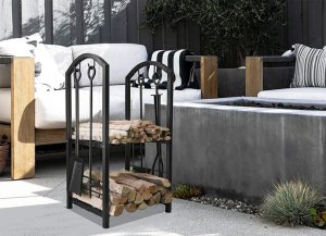 Palenisko ogrodowe Verk Stojak na drewno kominkowe opałowe akcesoria przybory pogrzebacz zmiotka Stojak na drewno kominkowe opałowe akcesoria przybory pogrzebacz zmiotka 9