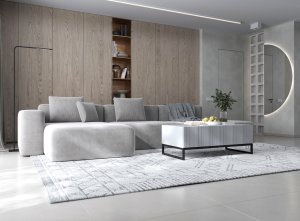 Meble Lindner Meble Lindner Szafka RTV Glamour Komoda RTV Meble Lindner Stolik Biały Mat Ryflowane Fronty 220 cm Czarna Rama Loft 8