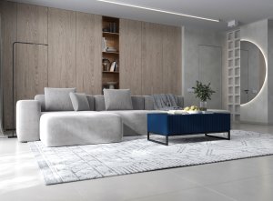 Meble Lindner Meble Lindner Szafka RTV Glamour Komoda RTV Meble Lindner Stolik Granatowy Mat Ryflowane Fronty 220 cm Czarna Rama Loft 8