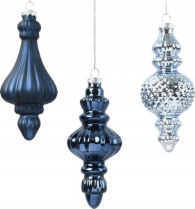 Kaemingk Niebieska bombka choinkowa 6x15cm Szklana błyszcząca matowa 4