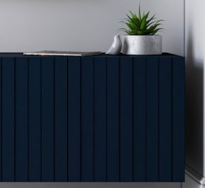 Meble Lindner Meble Lindner Loft Szafka RTV Granatowy Mat Nowoczesna Komoda RTV Glamour 150 cm Ryflowane fronty Nogi Złote Metalowe 8