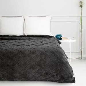 Design 91 Koc mikroflano z tłoczeniem w formie jodełki CARO 170X210 stalowy 3