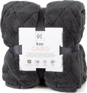 Design 91 Koc mikroflano z tłoczeniem w formie jodełki CARO 170X210 stalowy 4