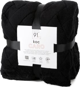 Design 91 Koc mikroflano z tłoczeniem w formie jodełki CARO 70X160 czarny 4