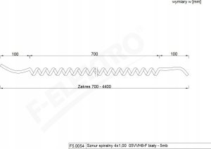 F-Elektro Sznur przyłączeniowy spiralny 4x1,00 05VVH8-F biały - 5mb 2