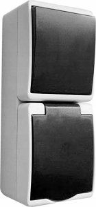 Orno Łącznik jednobiegunowy + Gniazdo 2P+Z AQUATIC MINI IP54 biało-czarne 2