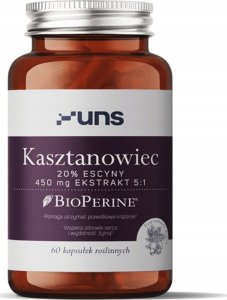 UNS UNS Kasztanowiec 20% Escyny 450mg Ekstrakt 5:1 60vegcaps 1