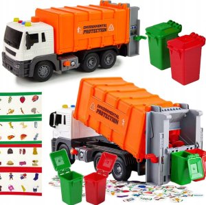 Qulki Duża Śmieciarka z koszami Miejska Auto ze światłem i dźwiękami 9