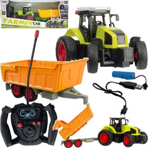 Qulki DUŻY TRAKTOR ZDALNIE STEROWANY Z PRZYCZEPĄ RC CIĄGNIK 39cm ładowanie USB 1