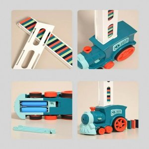 Qulki KOLEJKA POCIĄG LOKOMOTYWA UKŁADAJĄCA KLOCKI DOMINO CIUCHCIA DOMINO POCIĄG DO KLOCKÓW LED 3