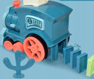 Qulki KOLEJKA POCIĄG LOKOMOTYWA UKŁADAJĄCA KLOCKI DOMINO CIUCHCIA DOMINO POCIĄG DO KLOCKÓW LED 5