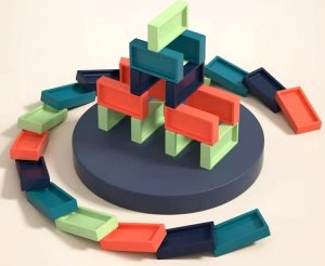 Qulki KOLEJKA POCIĄG LOKOMOTYWA UKŁADAJĄCA KLOCKI DOMINO CIUCHCIA DOMINO POCIĄG DO KLOCKÓW LED 8